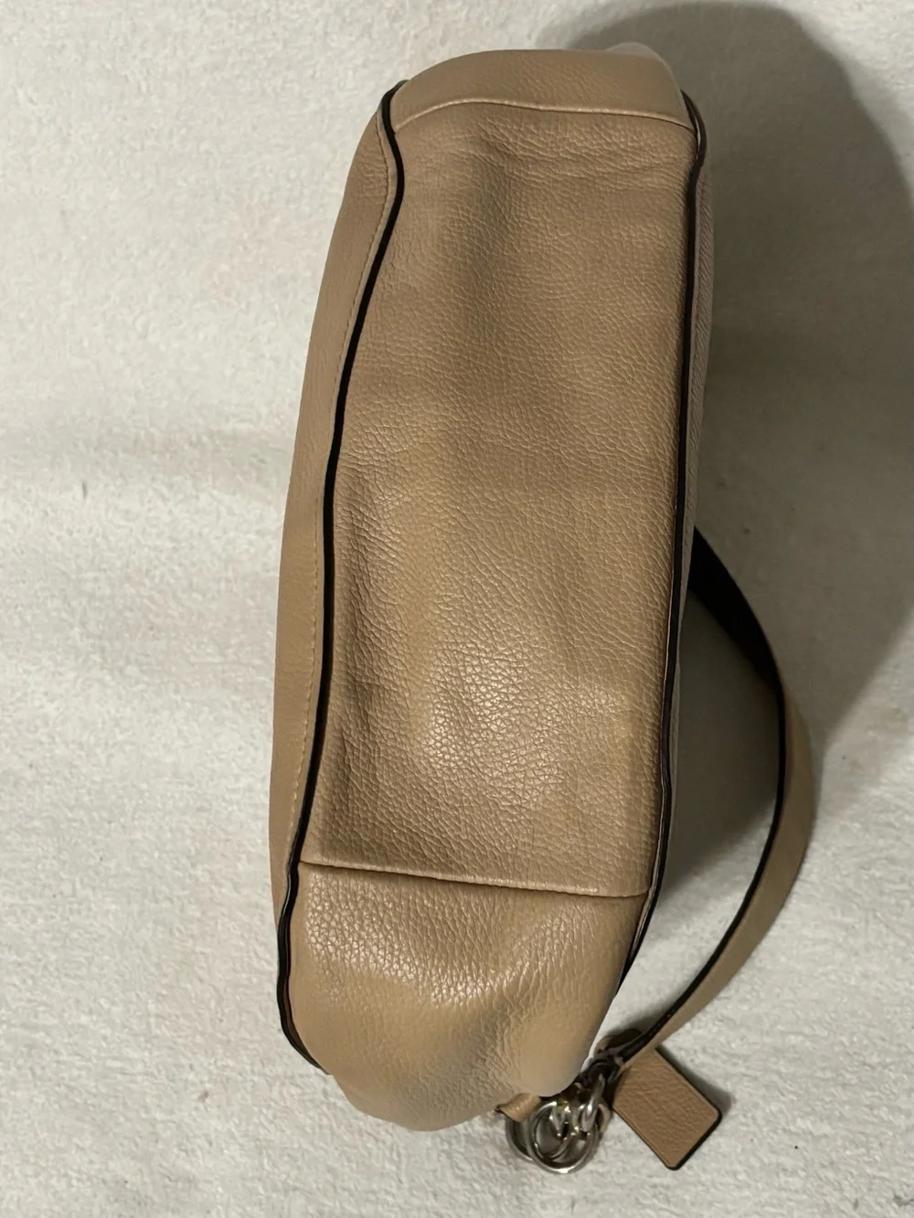 Coach Tan Pebbled Leather Shoulder Bag with Gold Hardware